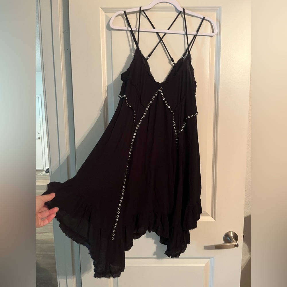 SOLD Free People | Sway With Me Trapeze Dress in Black Size Large - Picture 5 of 10